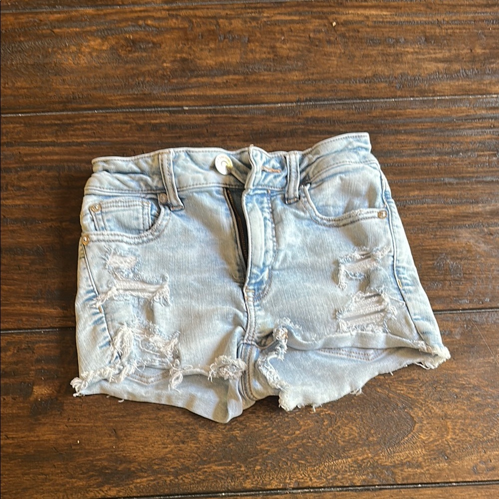 American Eagle Outfitters Blue Distressed Jean Shorts